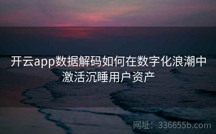 开云app数据解码如何在数字化浪潮中激活沉睡用户资产 开云app数据解码如何在数字化浪潮中激活沉睡用户资产